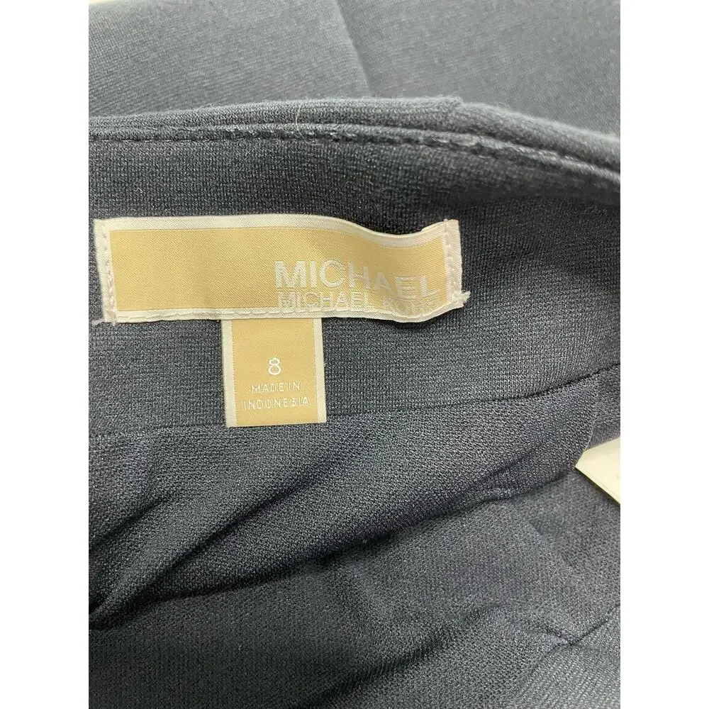 Michael Kors Straight Pencil Skirt Pull On Jersey Knit Navy Blue Womens Sz 8 NWT
